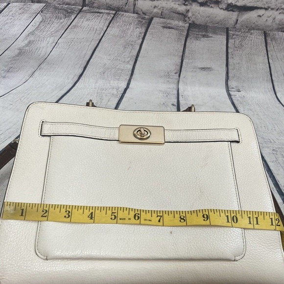 COACH Leather Mini Lane Top Handle Crossbody Colorblock Chalk C8210 - Picture 12 of 16